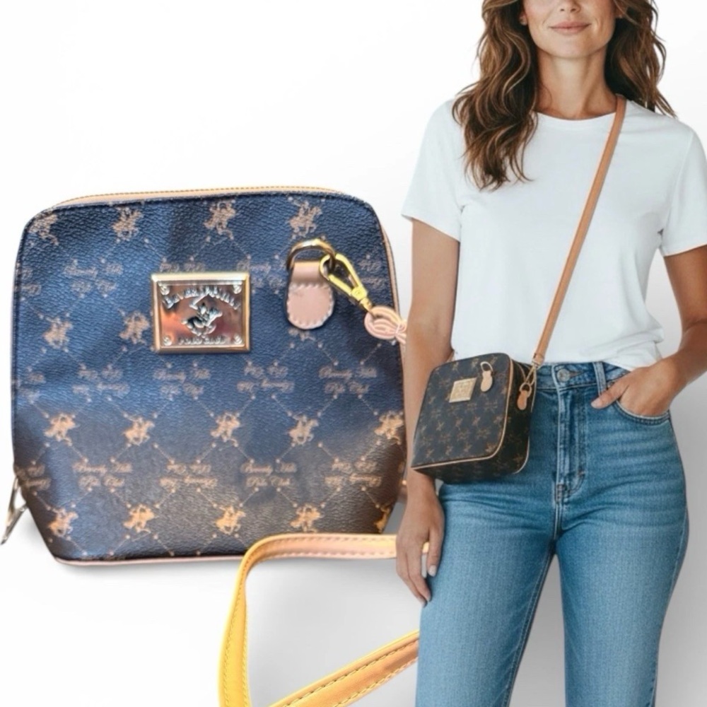 Chic Crossbody Bag - Navy and Tan